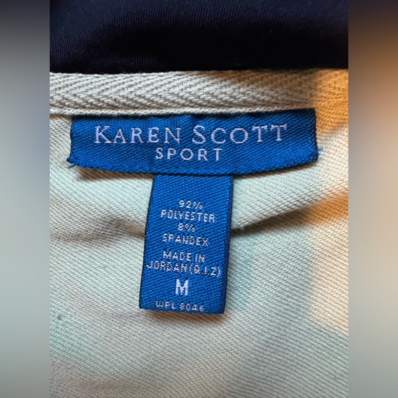 Karen Scott Sport Zip Up Jacket Women's Medium Green & Navy Blue with Pockets - Picture 2 of 5